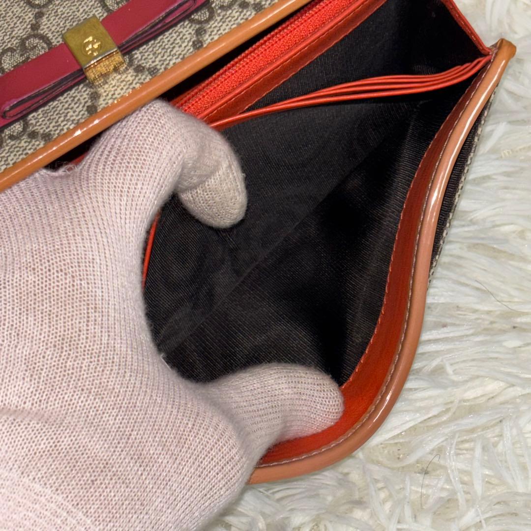グッチ　長財布　二つ折り財布　リボン　インターロッキング　GGスプリーム　PVC