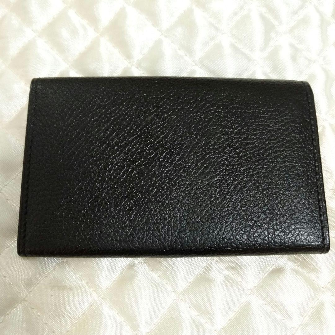 イブサンローラン　カサンドラロゴ型押し 三角プレート キーケースブラック