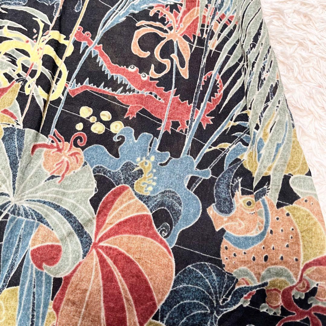 ヨーガンレール　ロングワンピース　動物　葉っぱ　民族　ワニ