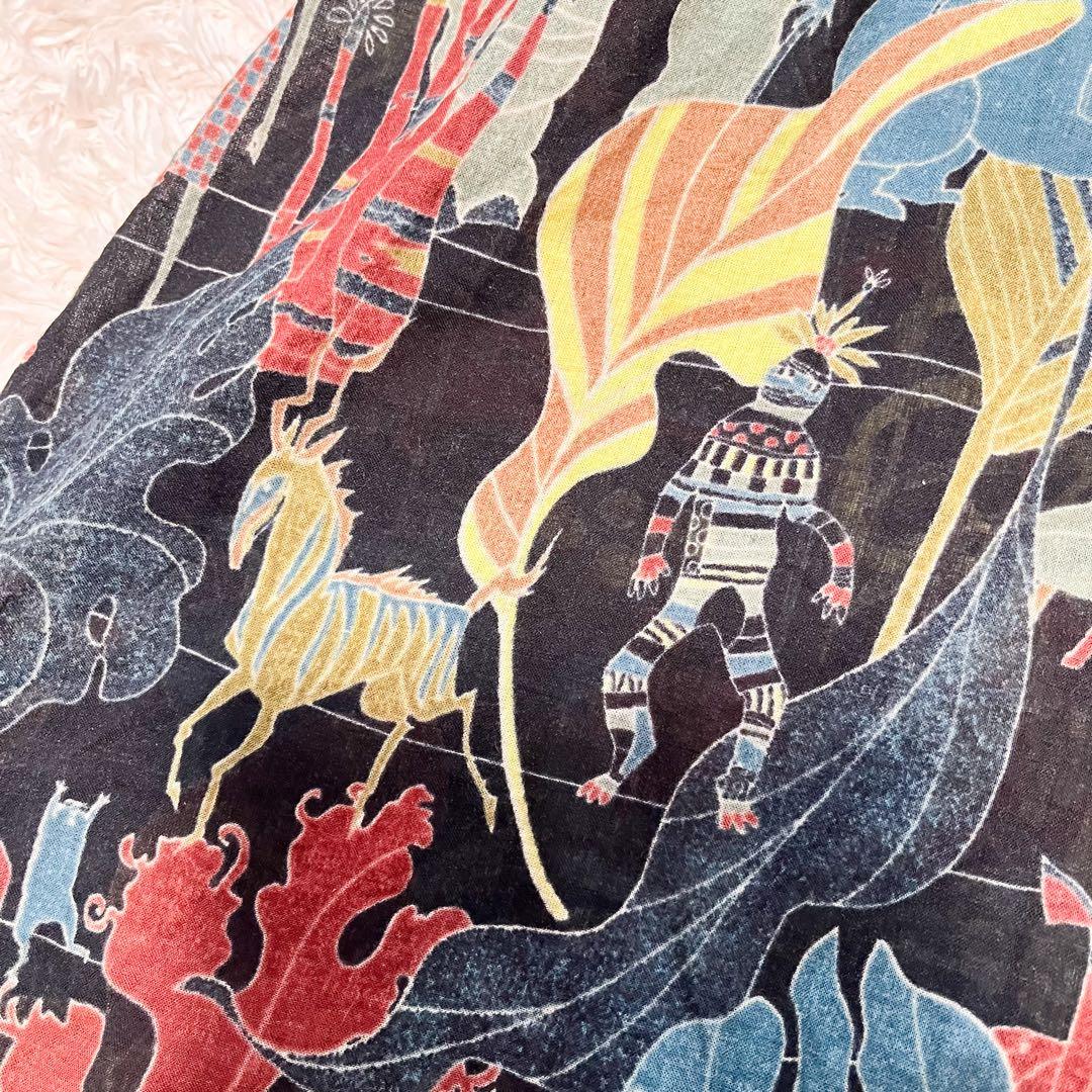 ヨーガンレール　ロングワンピース　動物　葉っぱ　民族　ワニ