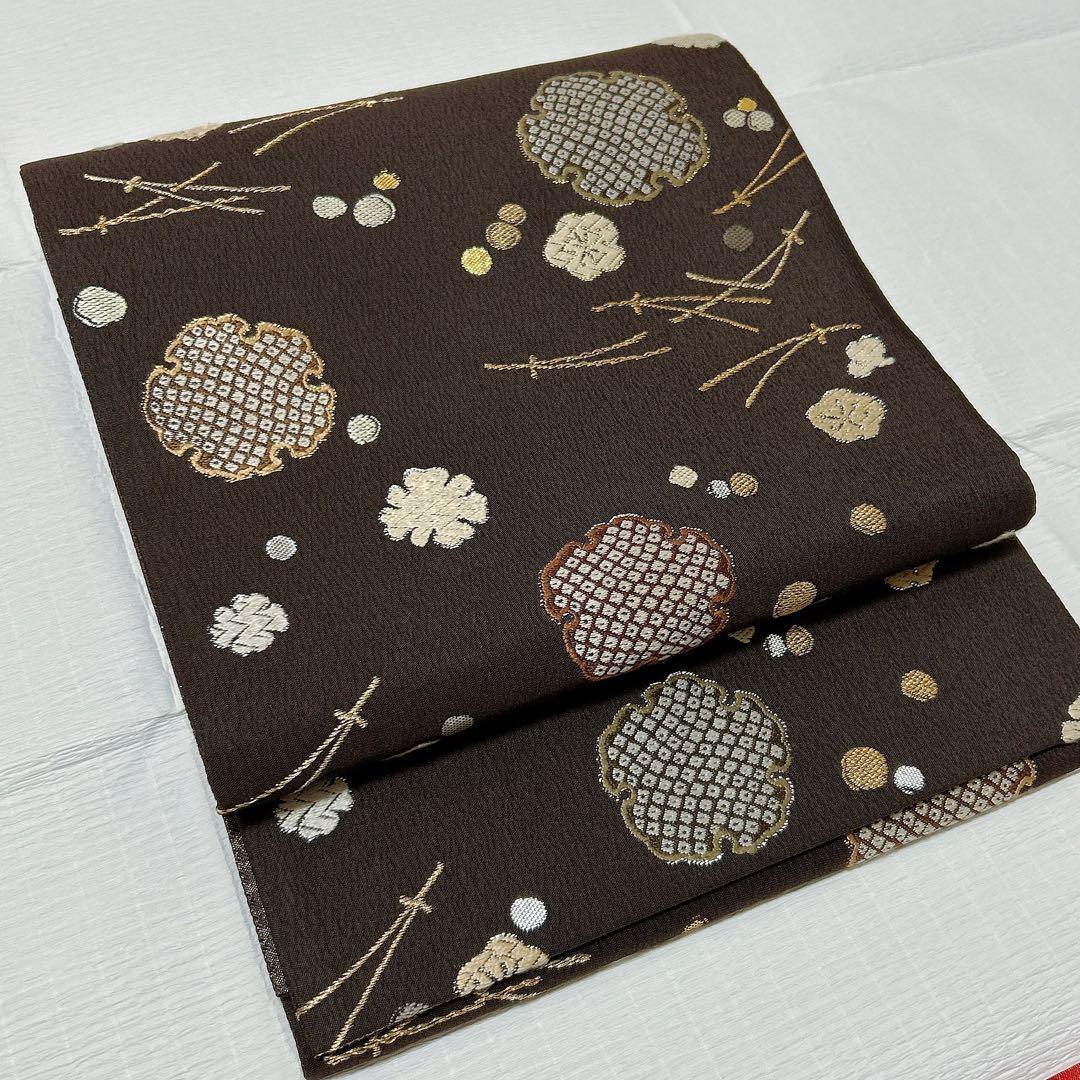 【専用】織文意匠鈴木　袋帯　唐織　西陣織　正絹　金銀糸　落款あり　福楽錦