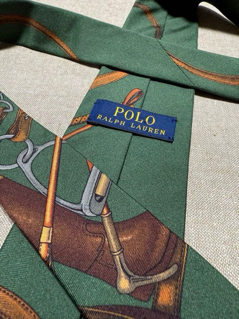 Ralph Lauren／ヴィンテージプリントタイ／グリーン／Italy製
