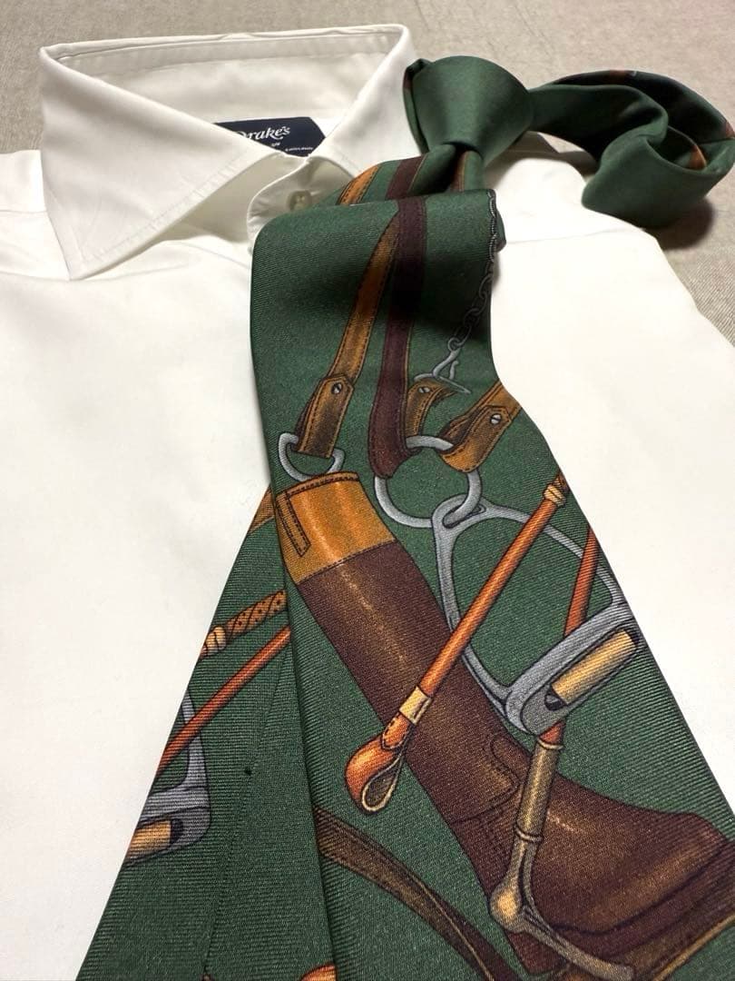 Ralph Lauren／ヴィンテージプリントタイ／グリーン／Italy製