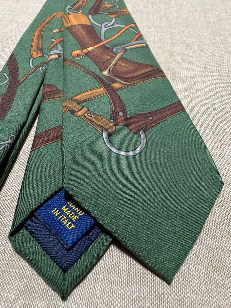 Ralph Lauren／ヴィンテージプリントタイ／グリーン／Italy製