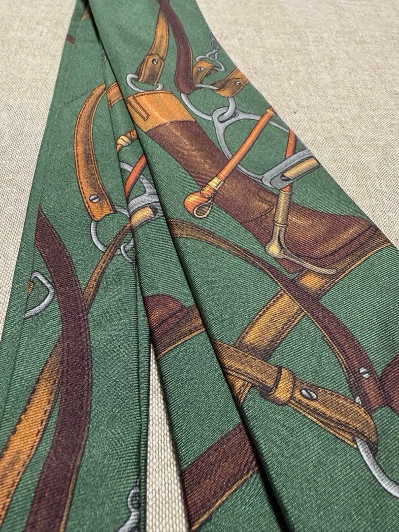 Ralph Lauren／ヴィンテージプリントタイ／グリーン／Italy製