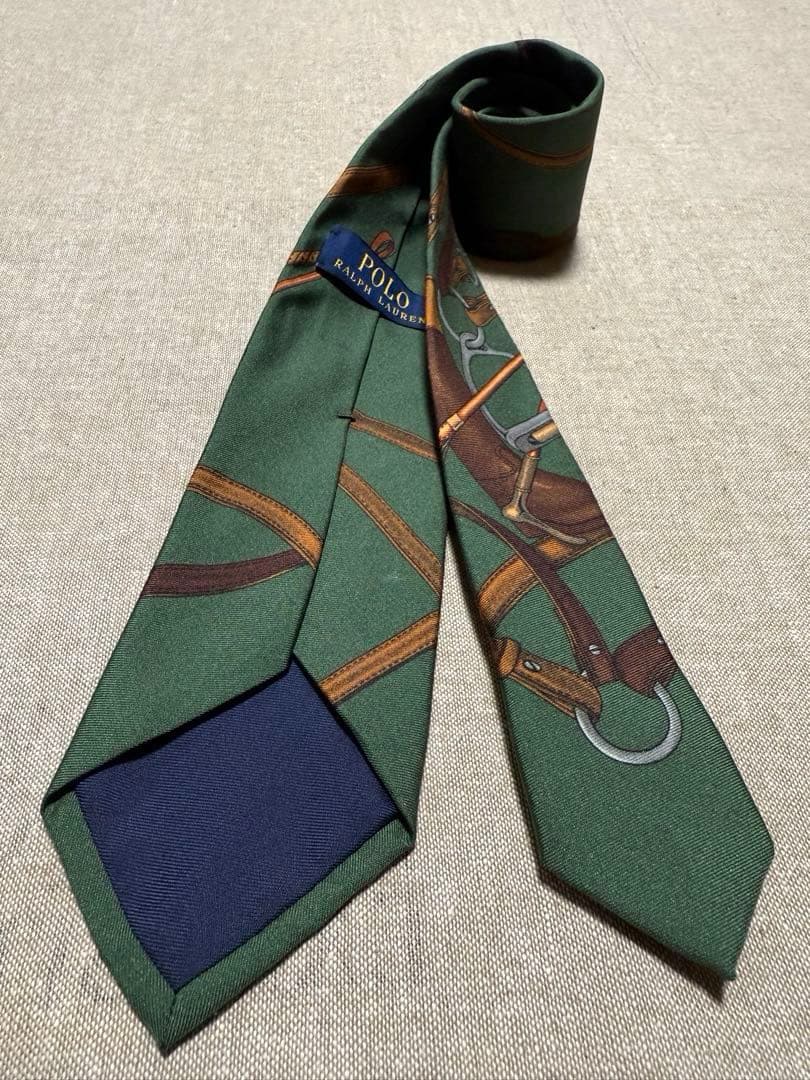 Ralph Lauren／ヴィンテージプリントタイ／グリーン／Italy製