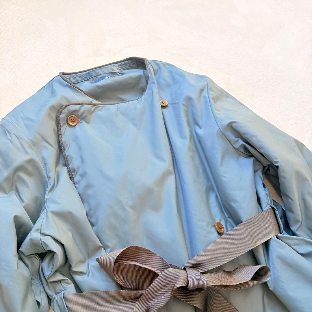 ❁45R/45rpm ナイロン中綿コート プリマロフト ロング丈リボン付き