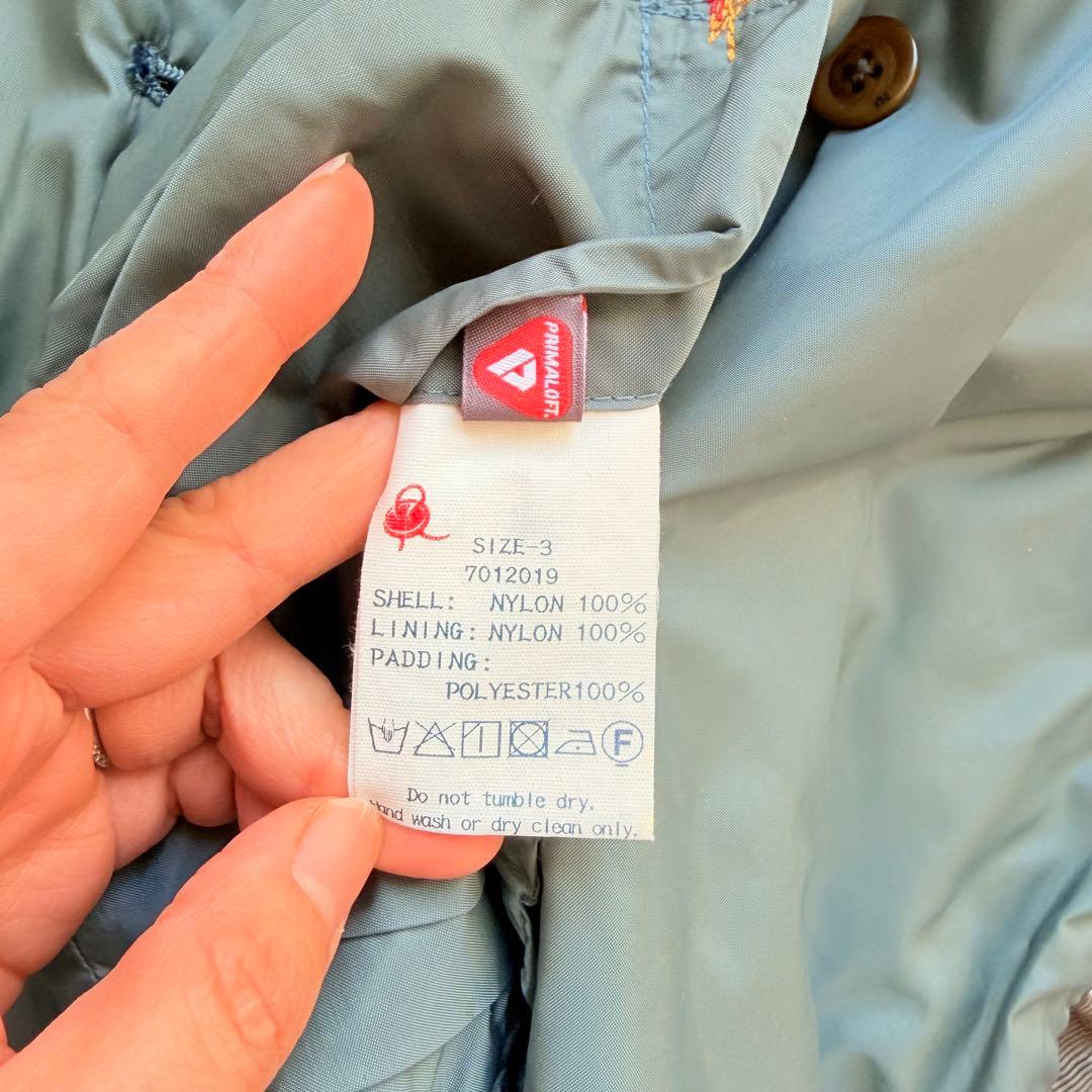 ❁45R/45rpm ナイロン中綿コート プリマロフト ロング丈リボン付き