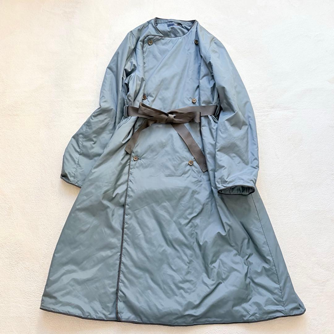 ❁45R/45rpm ナイロン中綿コート プリマロフト ロング丈リボン付き