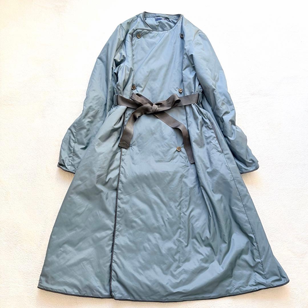 ❁45R/45rpm ナイロン中綿コート プリマロフト ロング丈リボン付き