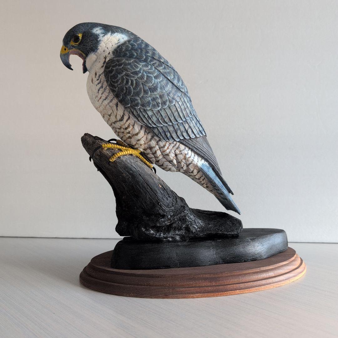 ok0330さま専用 ハヤブサとオオルリ 木彫りの野鳥　野鳥彫刻