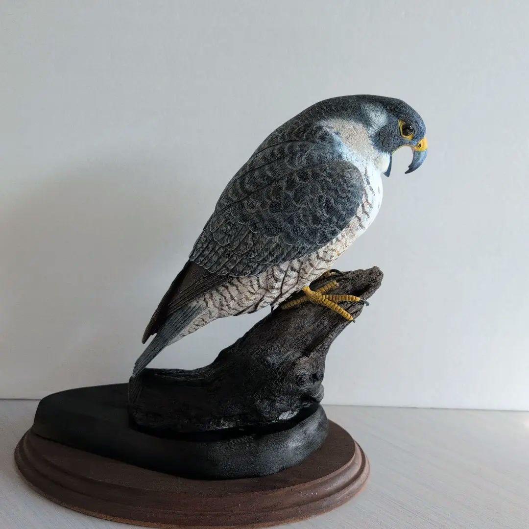 ok0330さま専用 ハヤブサとオオルリ 木彫りの野鳥　野鳥彫刻