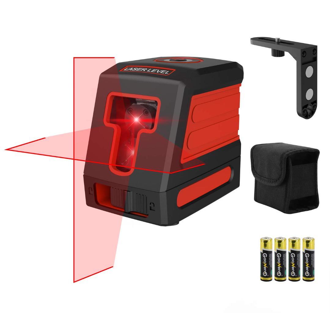 高輝度強化版・高精度 簡易装着の強磁性マウントベース付き レーザー墨出し器