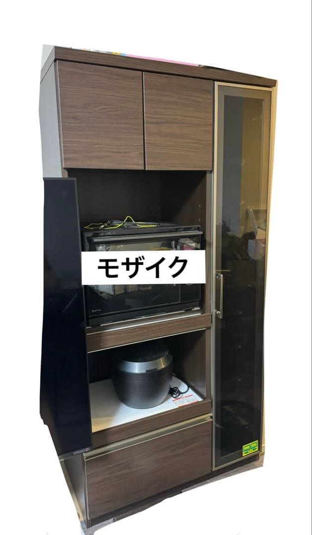 食器棚 幅90 完成品 ガラス 大容量 キッチン収納 ブラウン木目