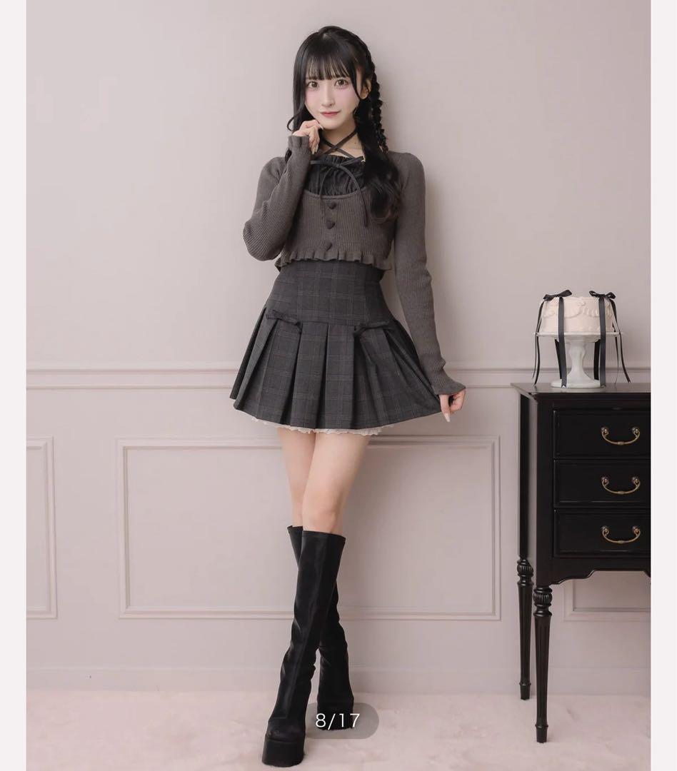 pium ミニリボンコットンフリルプリーツスカート