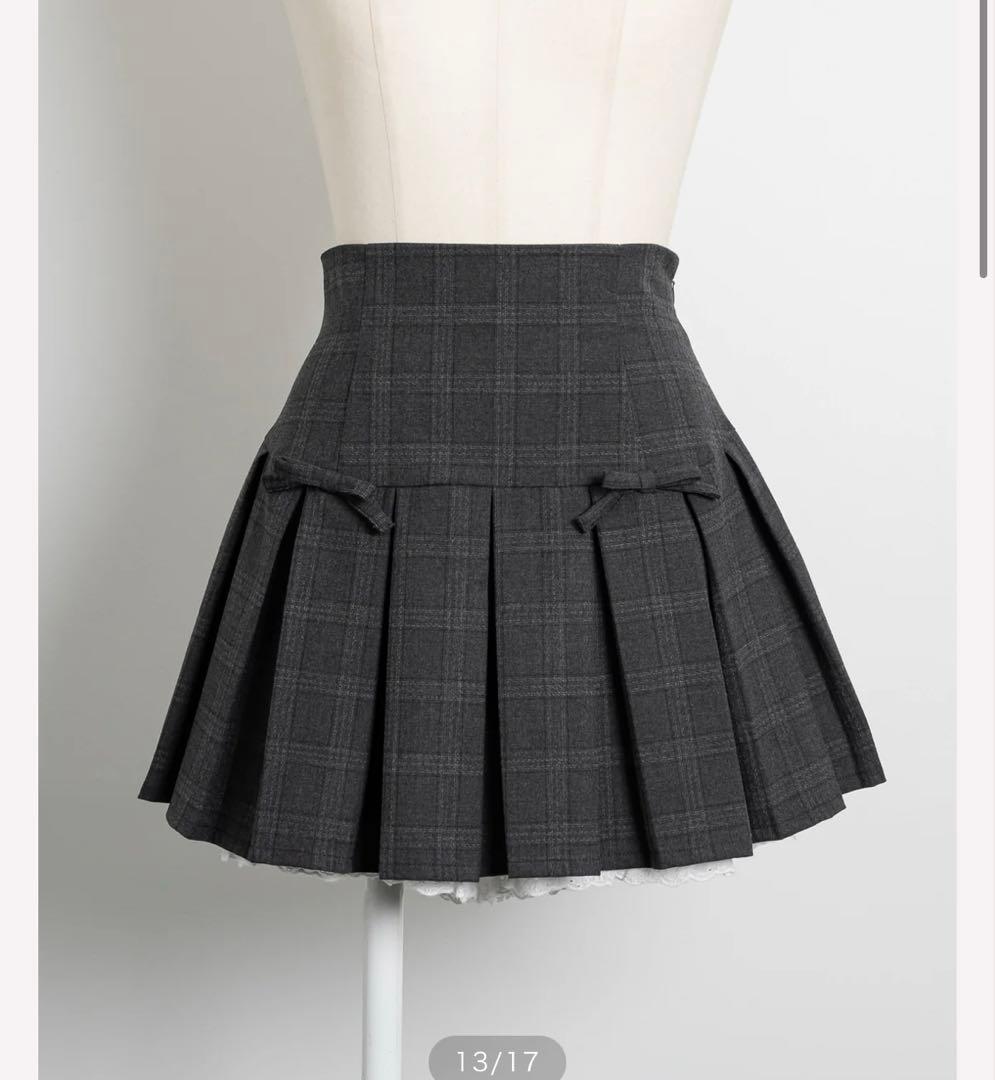 pium ミニリボンコットンフリルプリーツスカート