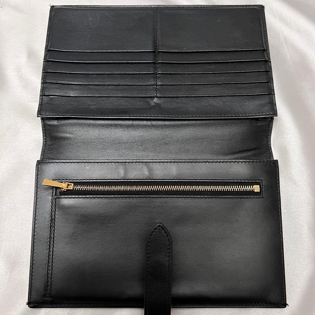 ◇美品◇セリーヌ　ストラップウォレット　ラージ　二つ折り財布　ブラック　レザー
