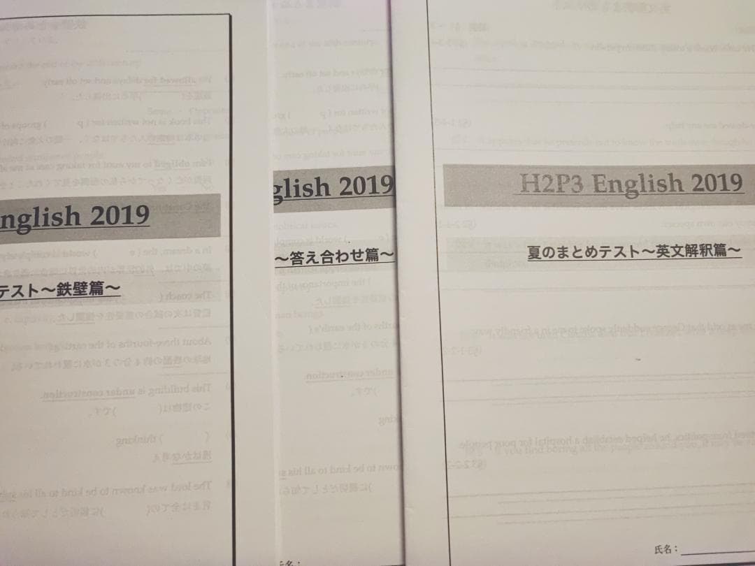 鉄緑会の英語上位クラスによる夏期の鉄壁英単語と英文解釈まとめテスト　駿台　河合塾