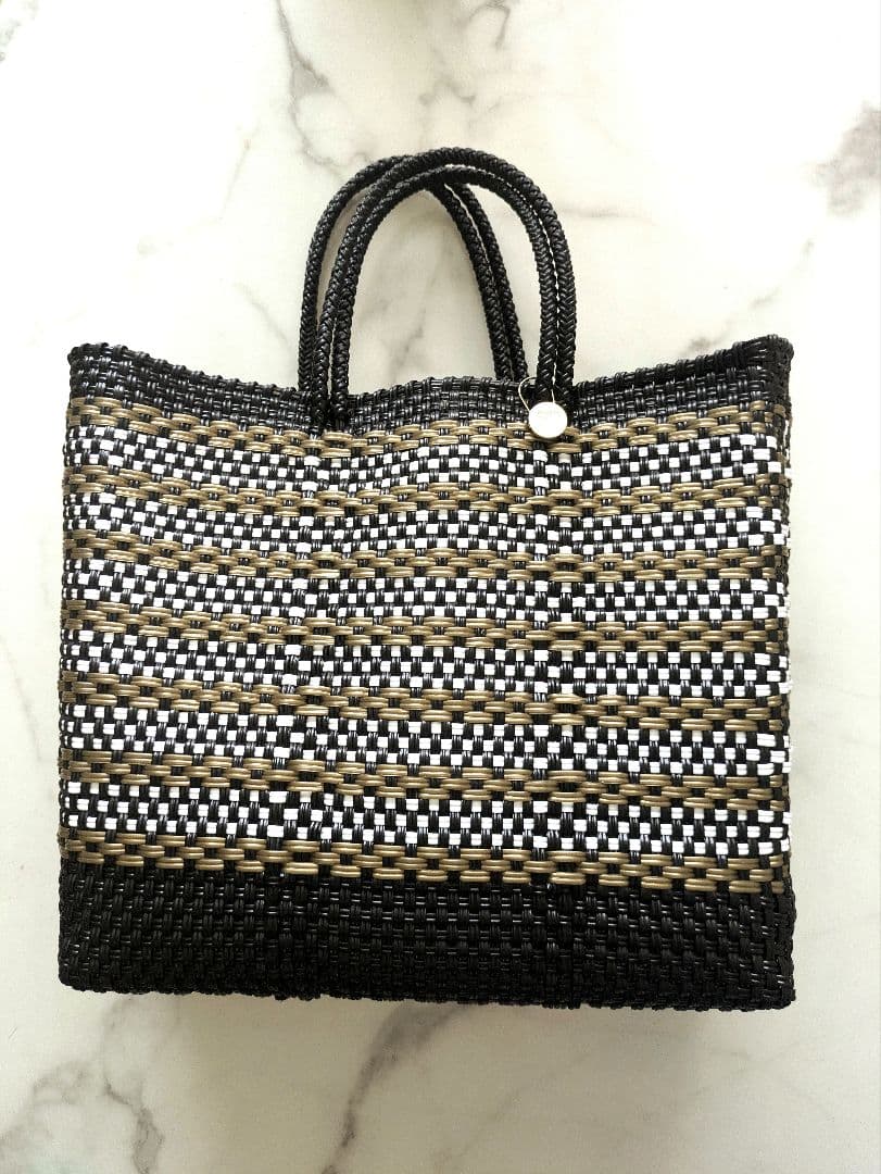 レトラ ゴールド✕ブラック かごバッグ メルカドバッグ Letra 黒金 美品