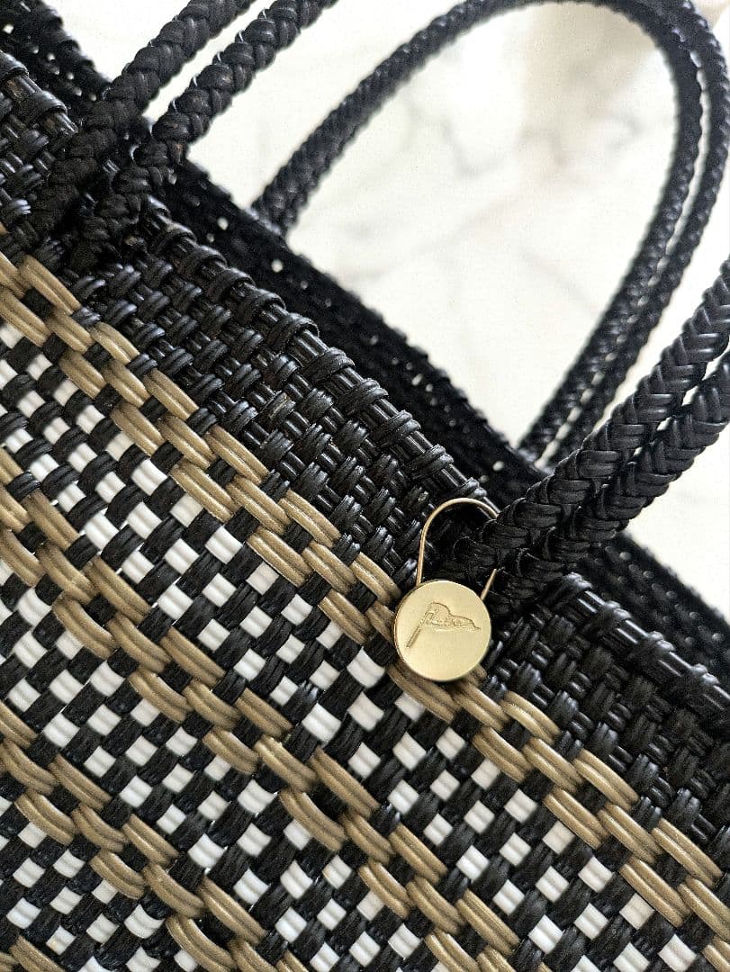 レトラ ゴールド✕ブラック かごバッグ メルカドバッグ Letra 黒金 美品