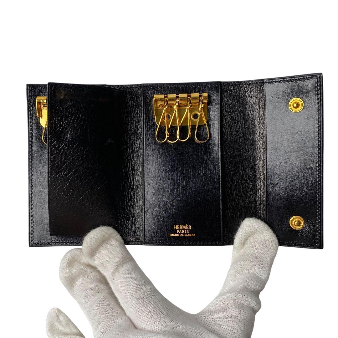 [入手困難] エルメス HERMES ボックスカーフ 8連 キーケース ブラック