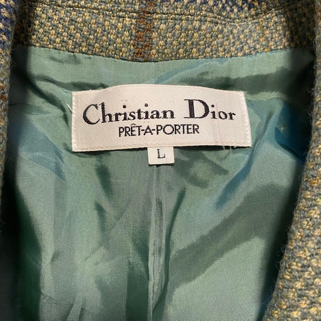 Dior クリスチャンディオール　チェック　テーラード　ジャケット　ウール
