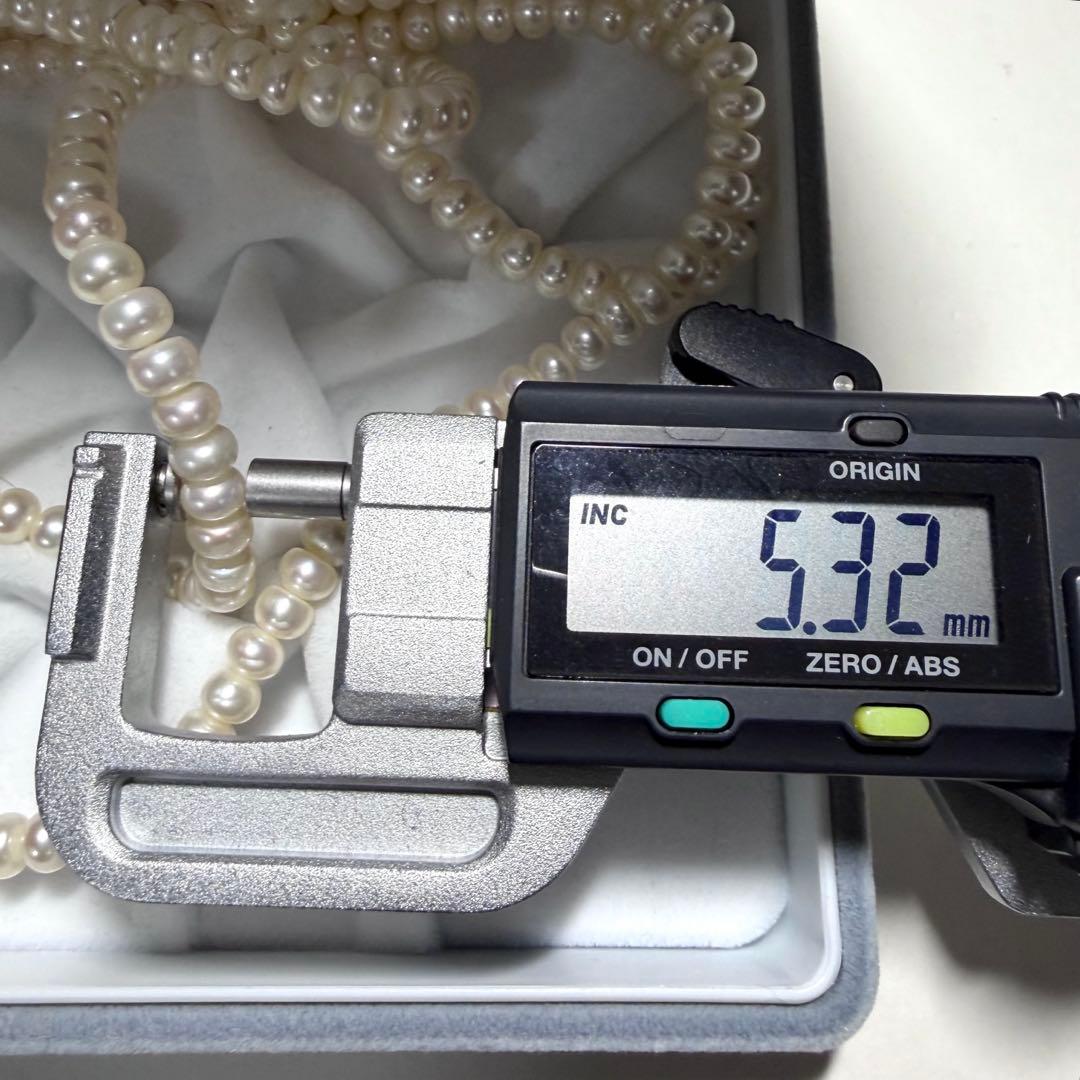 美品★テリ鮮やか★真珠3連ネックレス 本真珠 リアルパール シルバー金具