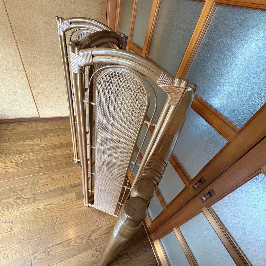 【昭和レトロ】籐 ラタン 4連・3連ペアセット　　パーテーション　間仕切り　衝立