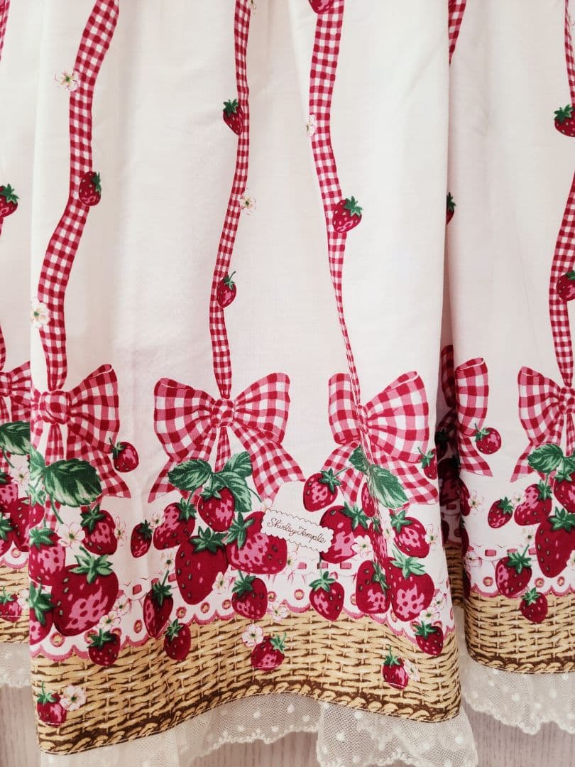 634【140】シャーリーテンプル　いちごバスケット　ジャンパースカート　白