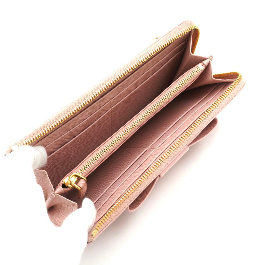 とりさん　PRADA 長財布　サフィアーノ　リボン　L字　アイコン