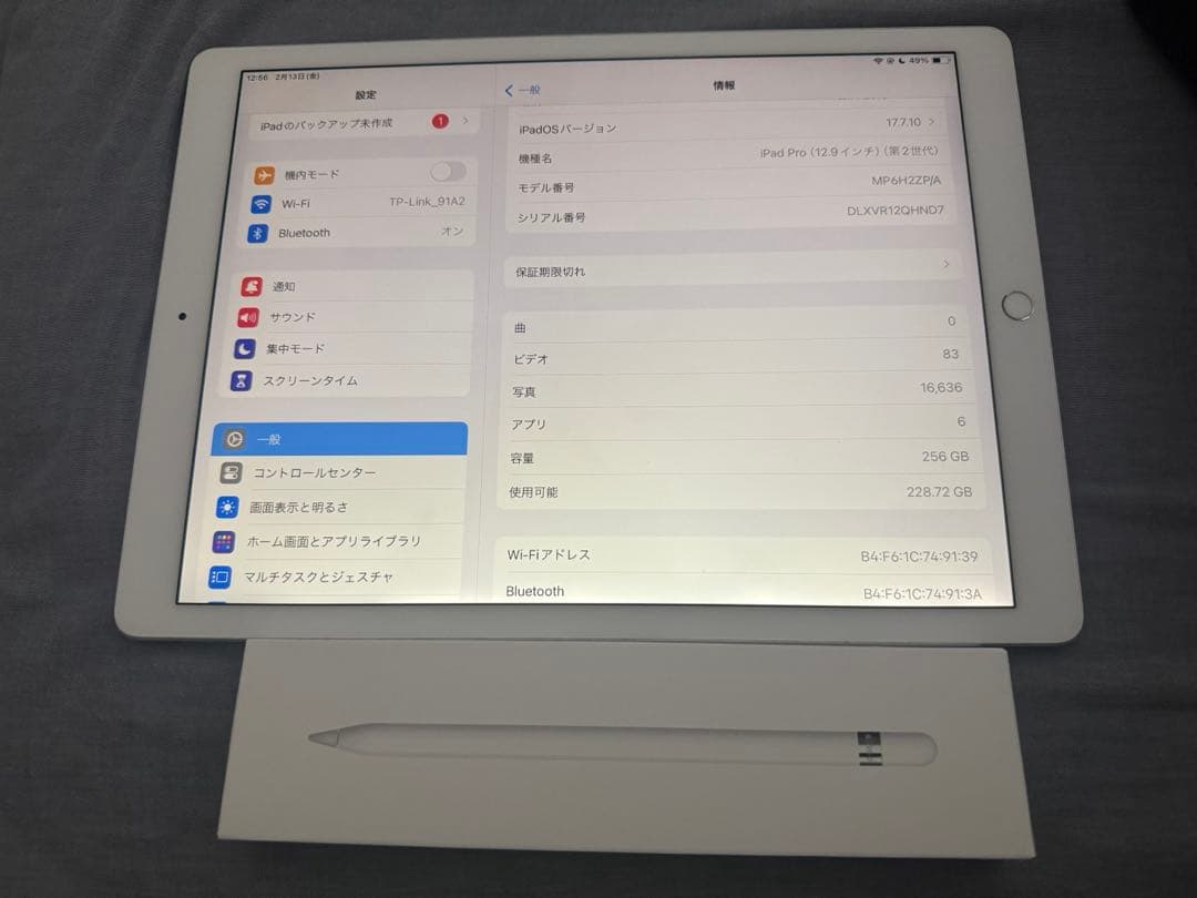 iPad Pro 12.9インチ (第2世代) 256GB Pencil付き