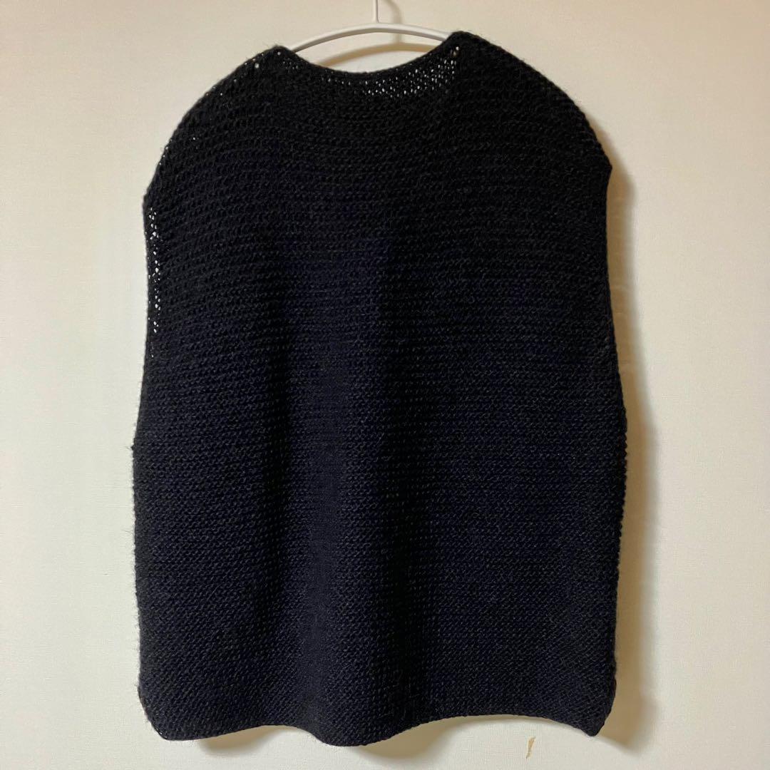 ゴーシュ アルパカウールハンドニット ベスト　ブラック