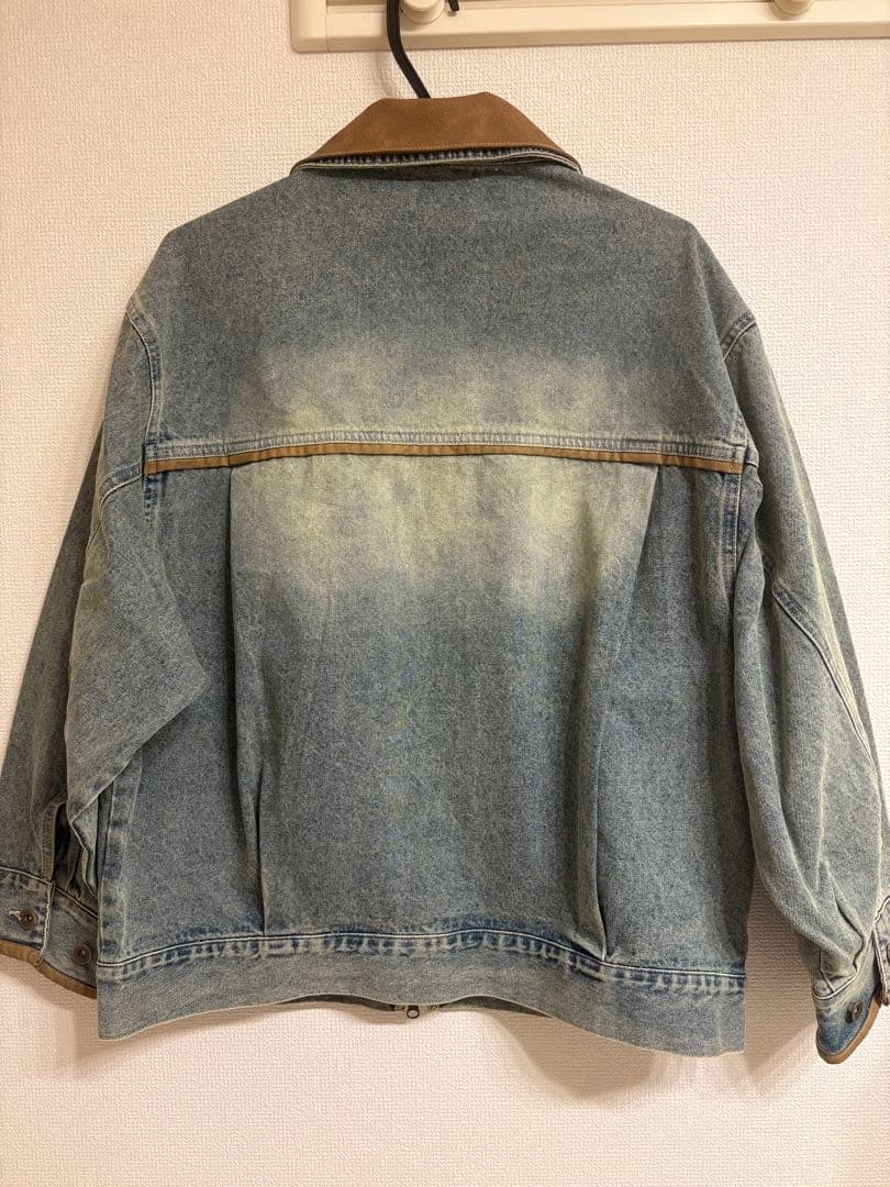 配色衿デニムブルゾン デニムジャケット Ｇジャン
