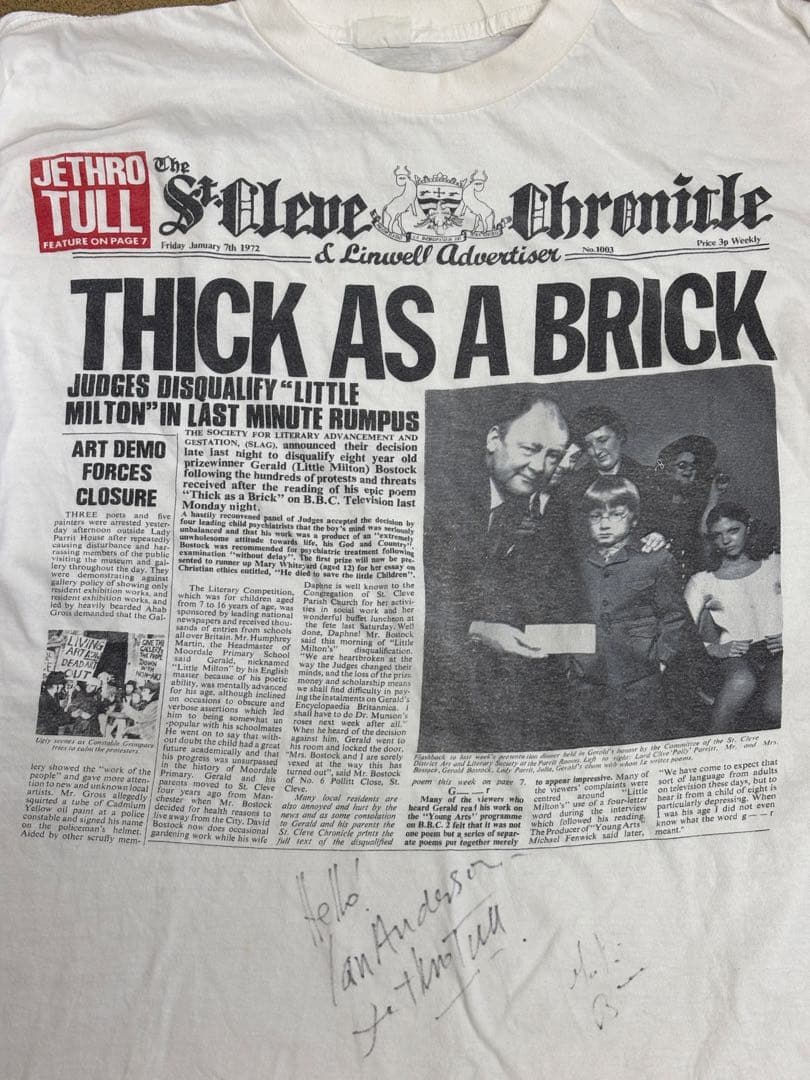 80s JethroTull Tシャツ　Ian Anderson サイン入り