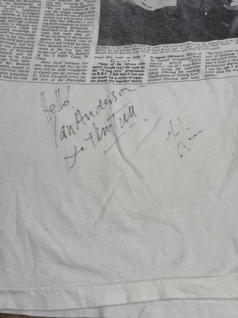 80s JethroTull Tシャツ　Ian Anderson サイン入り