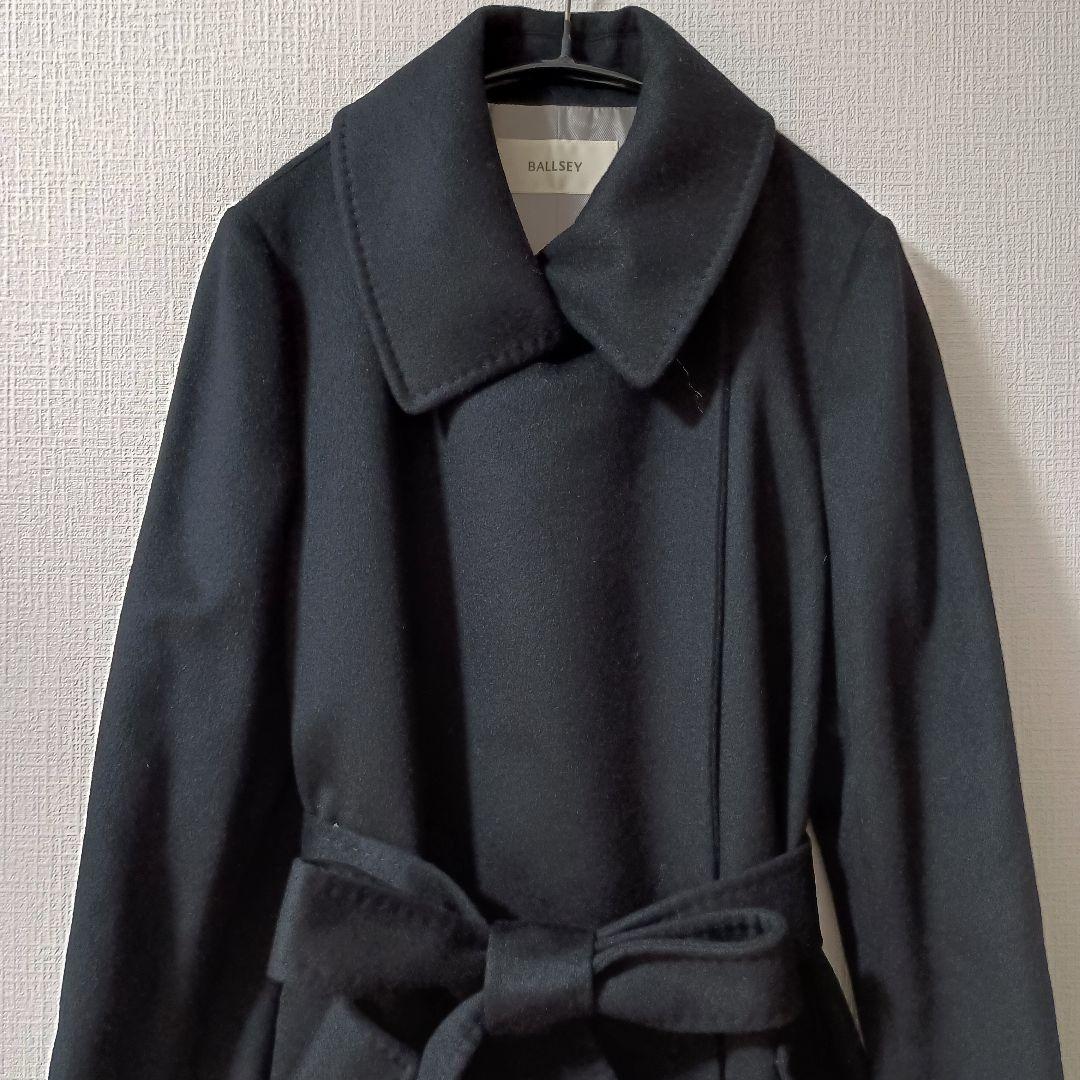 【極美品】BALLSEY カシミヤ100% ロングコート ベルト付き 黒 38