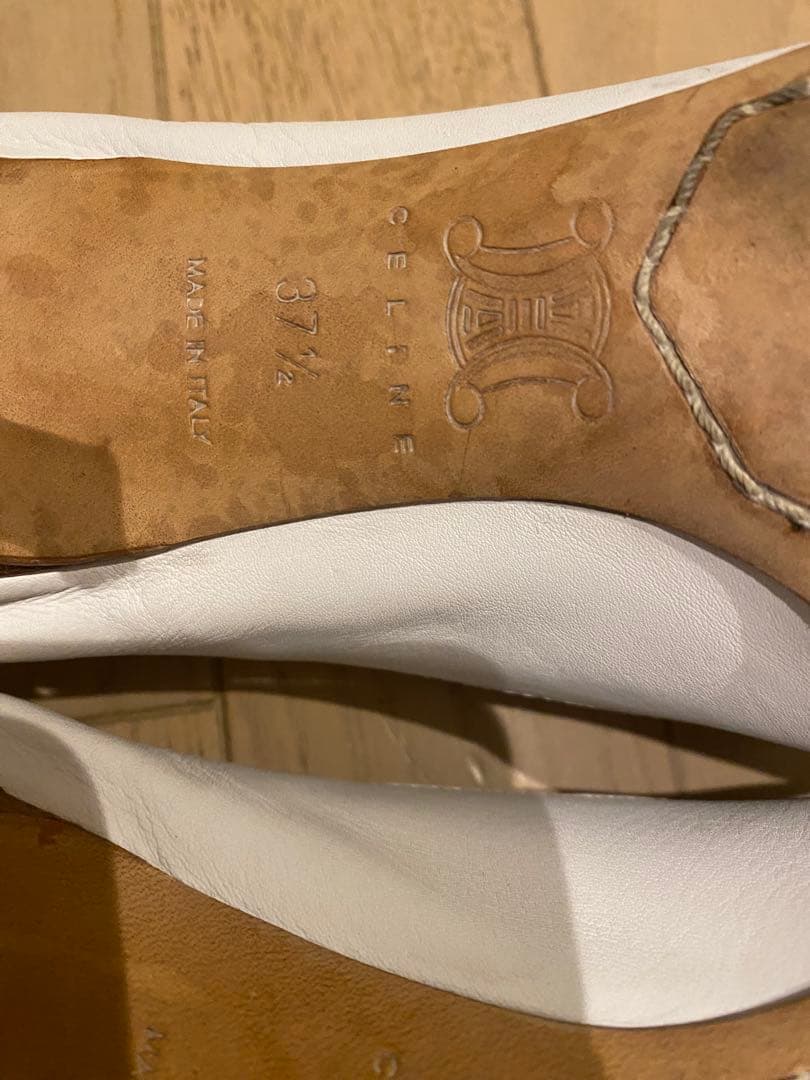 CELINEホワイトタッセル付きレザーシューズ