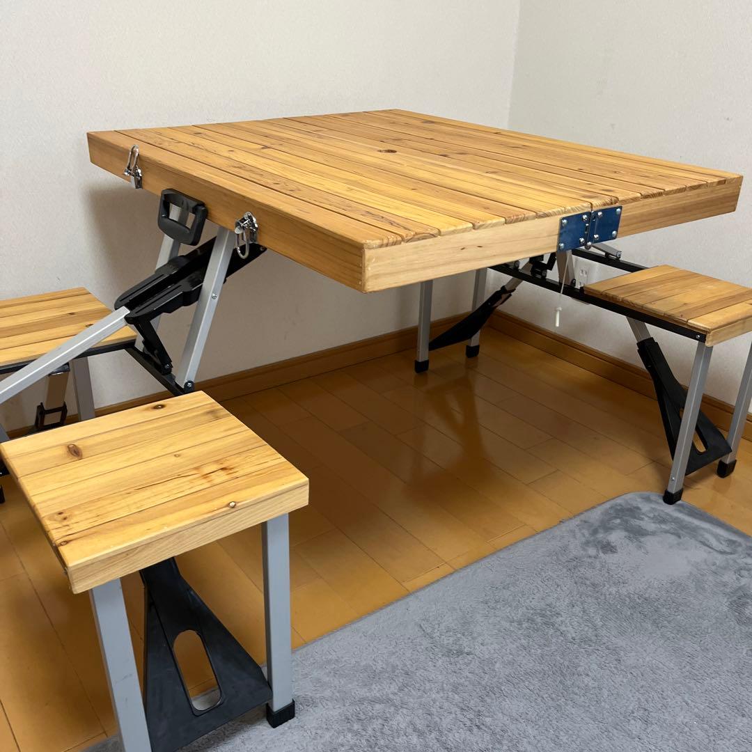 ピクニックテーブル 木製 ケース付き 折りたたみ