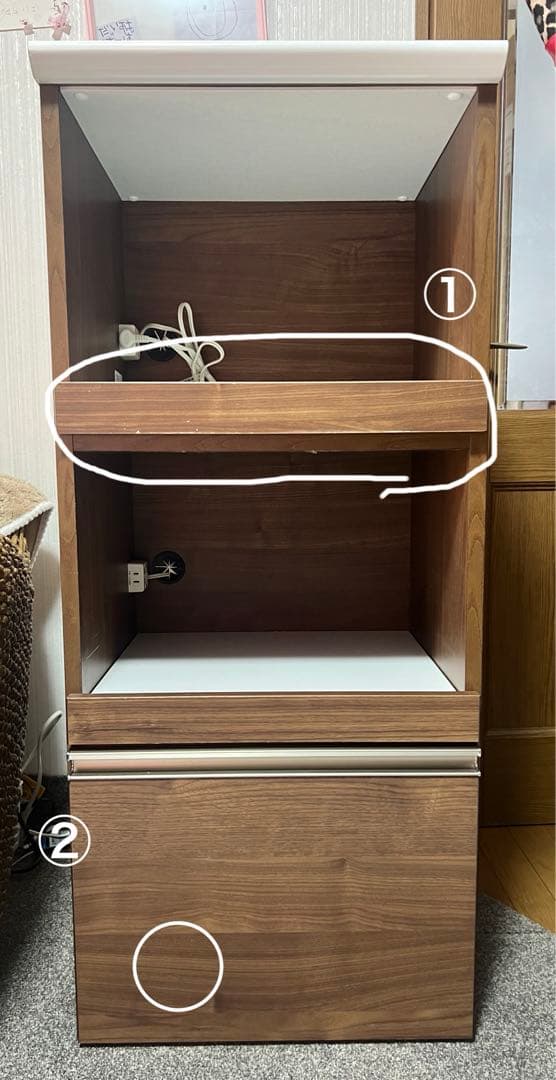 お値下げ◆大川家具 レンジ台 キッチンボード レンジラック 国産 ブラウン◆