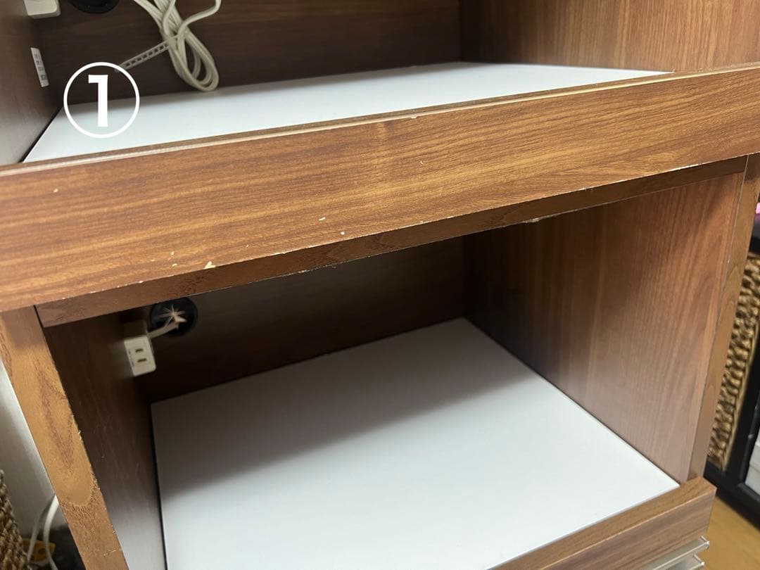 お値下げ◆大川家具 レンジ台 キッチンボード レンジラック 国産 ブラウン◆