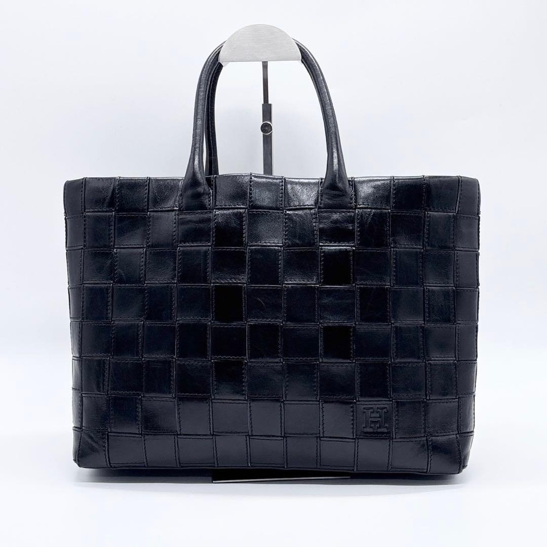 激レア✨ ヒロフ HIROFU トートバッグ 編み込み　レザー 革 ブラック 黒