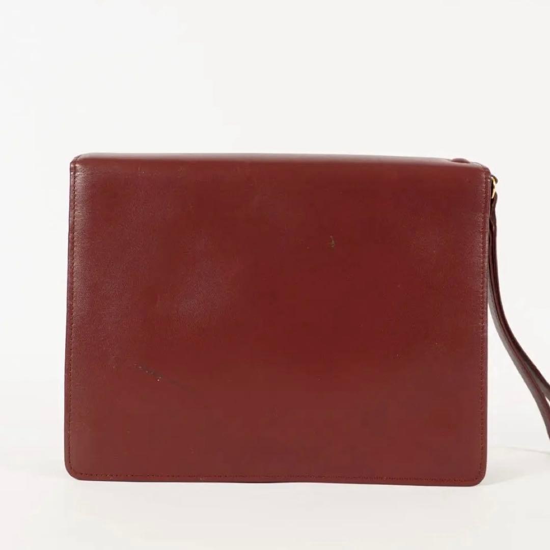 【美品✨】カルティエ　マストライン　クラッチバッグ　ロゴ型押し　ボルドー　レザー