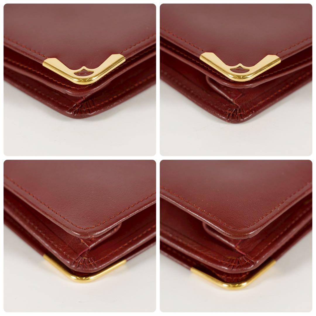 【美品✨】カルティエ　マストライン　クラッチバッグ　ロゴ型押し　ボルドー　レザー