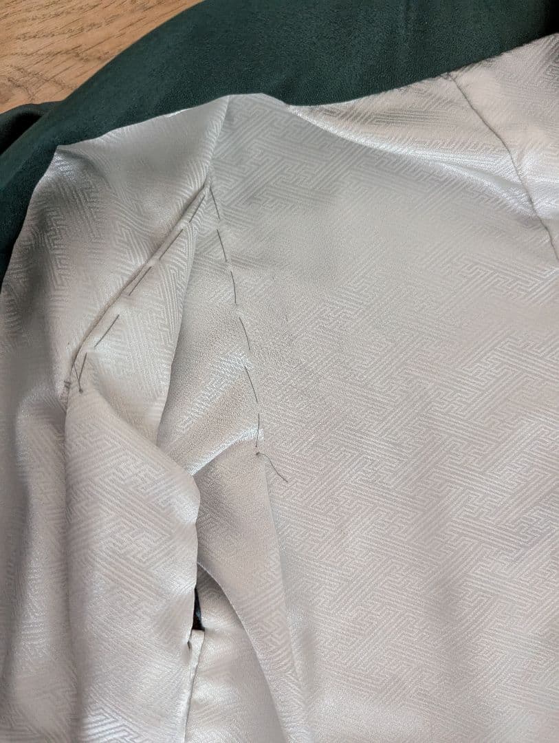 子供用 鶴刺繍 和服 青黒ストライプ