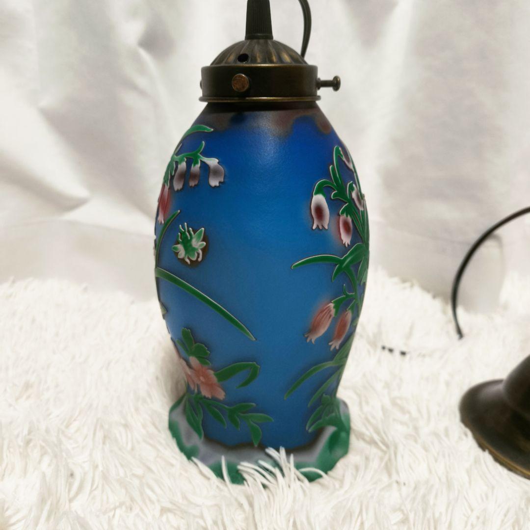 ガレ風 アンティーク調 ペンダントライト ランプ ガラス 花模様 デコライト