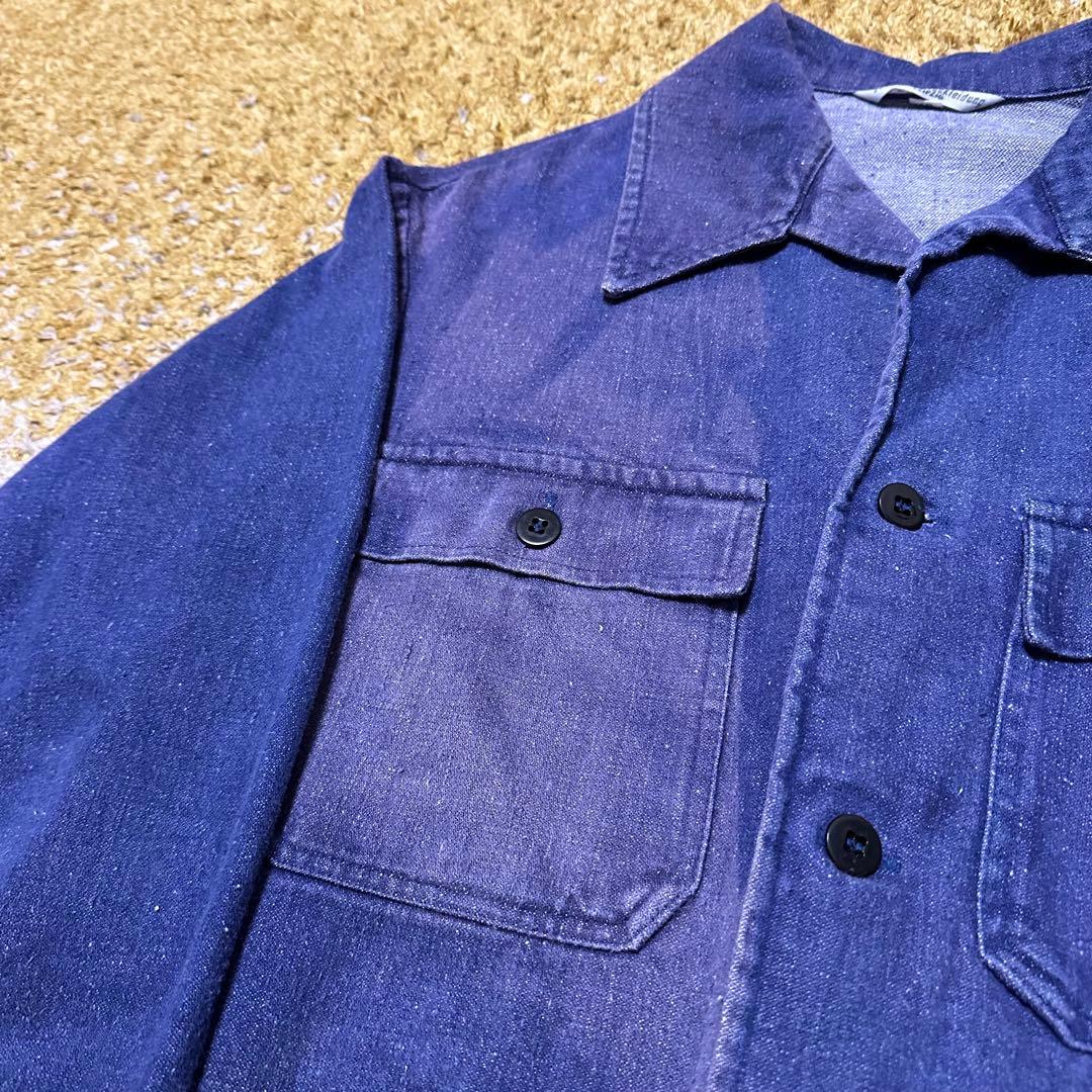 【ナス紺】東ドイツ軍 ワークジャケット サンフェード VEB
