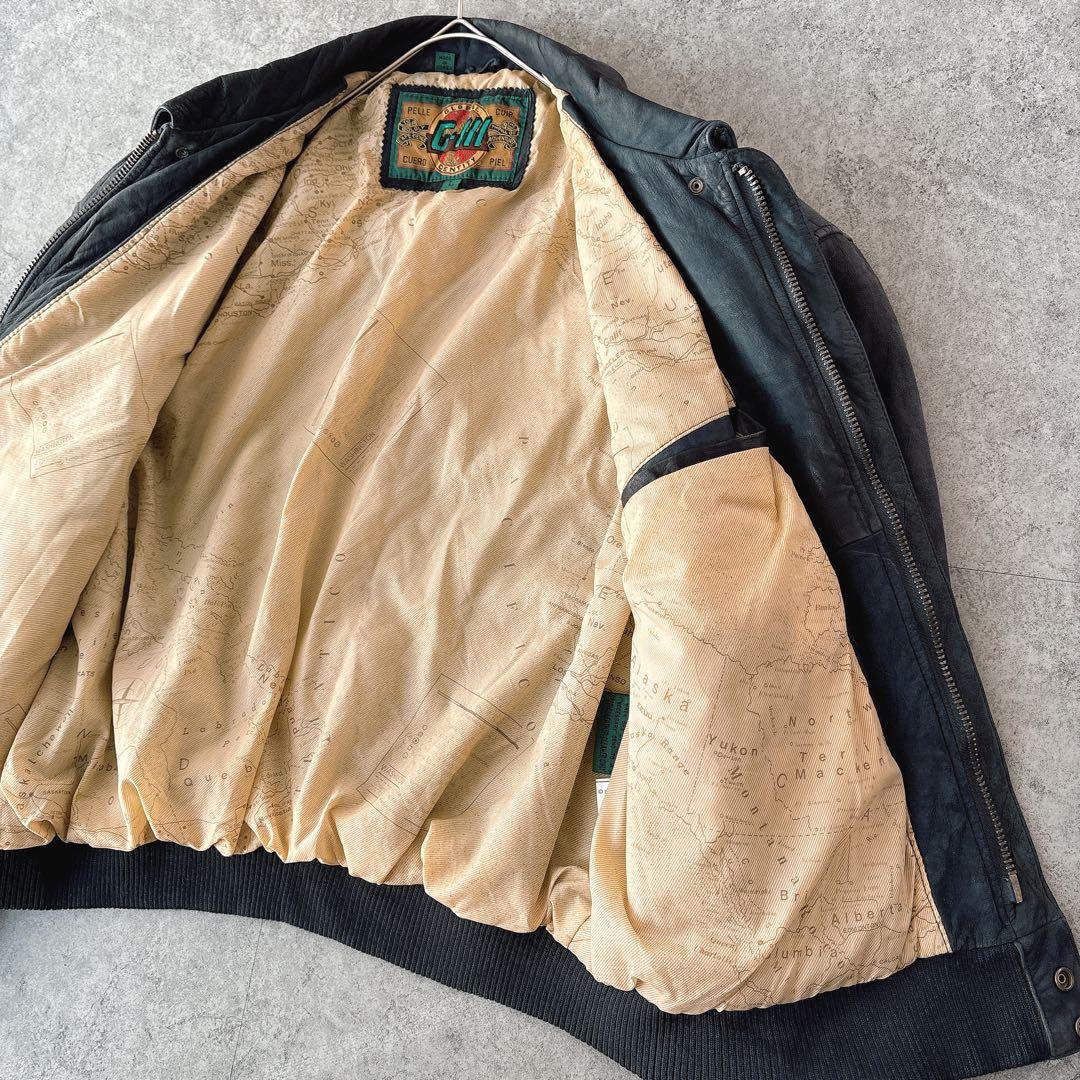 Vintage A-2 レザージャケット L 本革 90sボンバー 裏地マップ