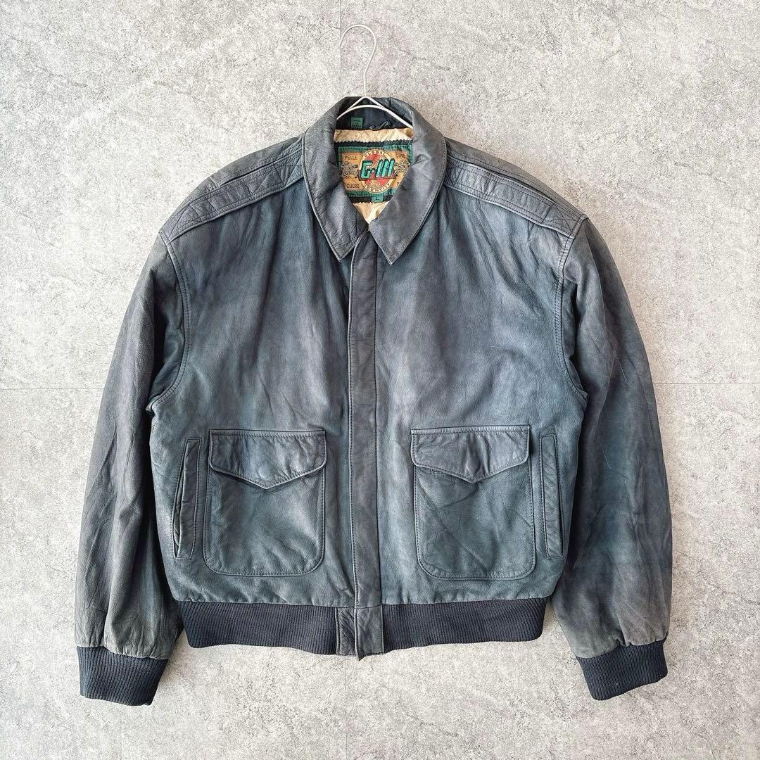 Vintage A-2 レザージャケット L 本革 90sボンバー 裏地マップ