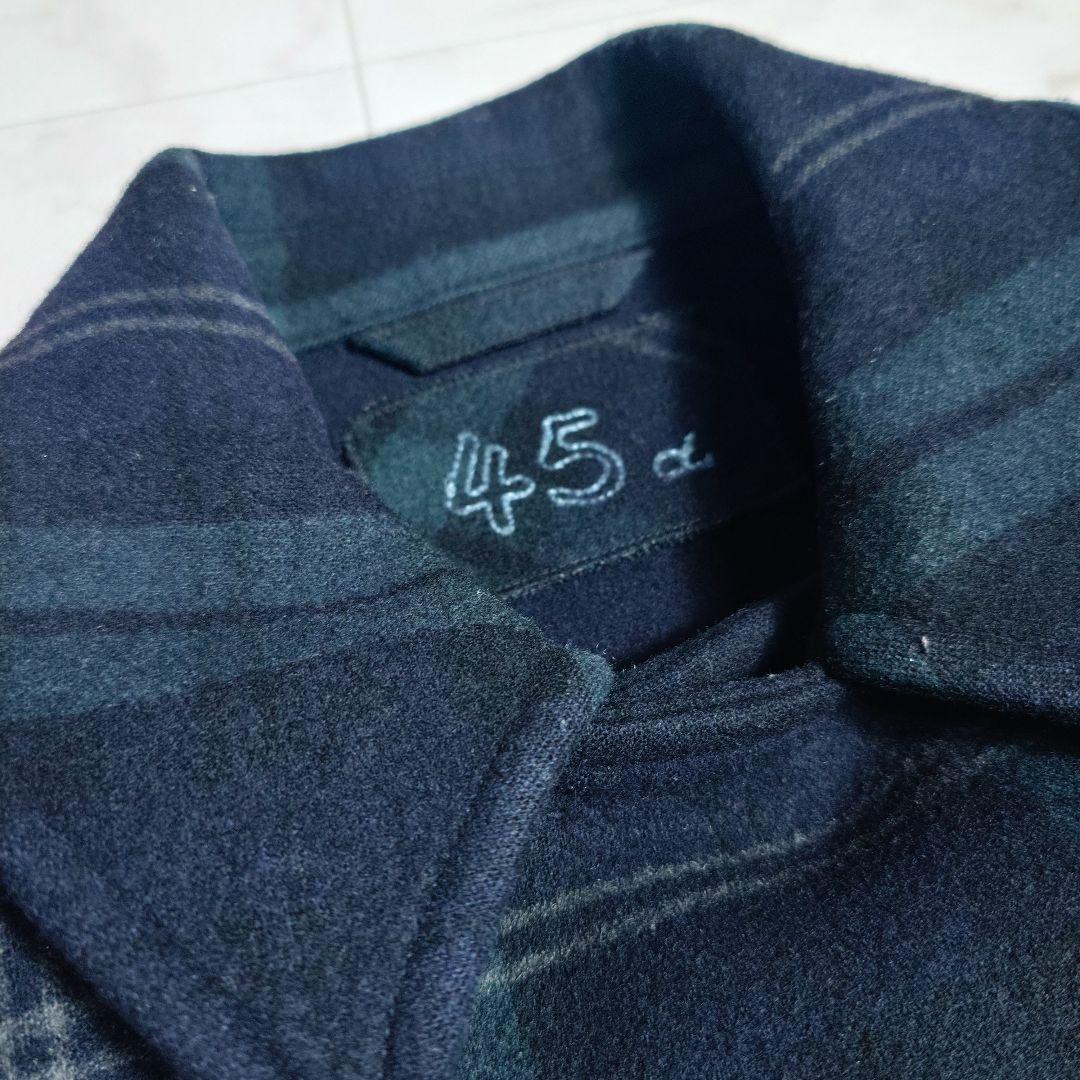 美品✨45R チェック柄 コート グリーン×ブラック カシミヤ混 ユニセックス