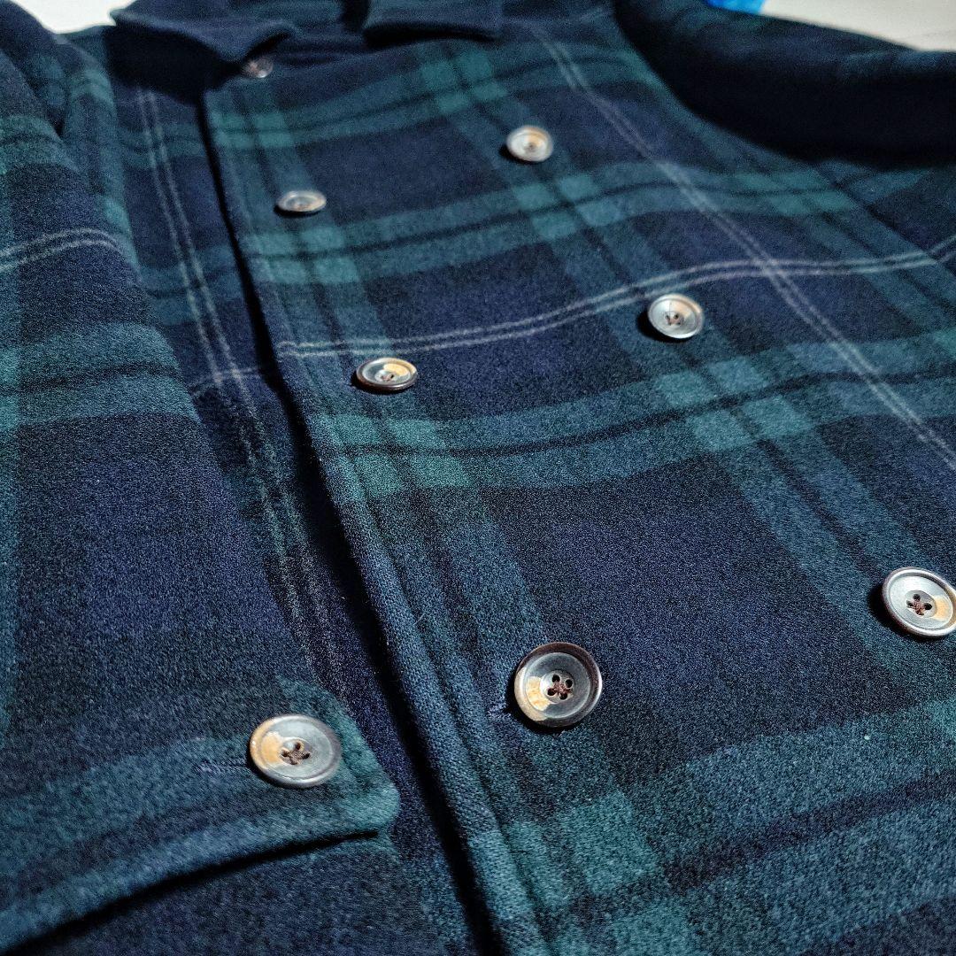 美品✨45R チェック柄 コート グリーン×ブラック カシミヤ混 ユニセックス
